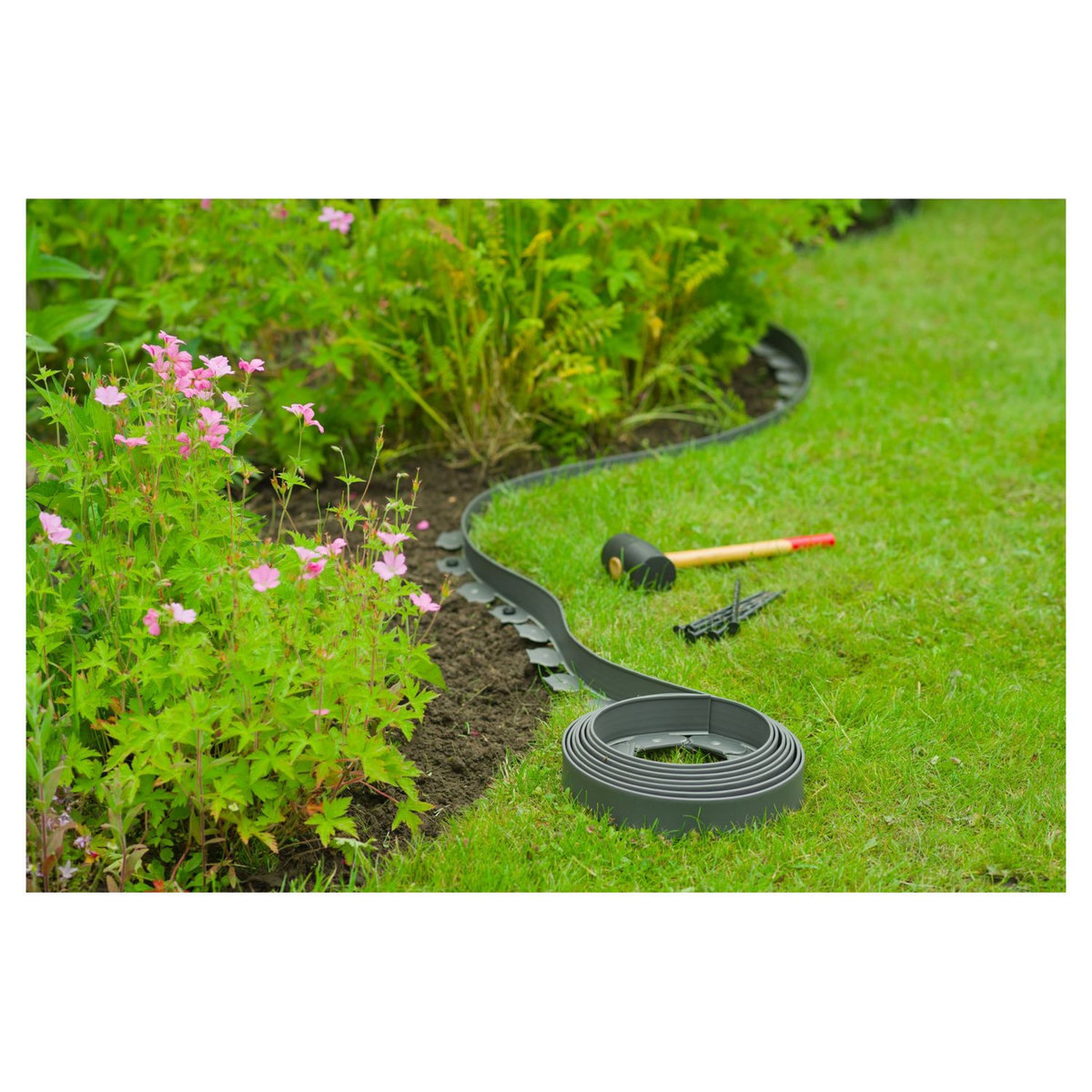 NATURE Bordure à gazon - PE  épaisseur 4 mm, gris - H5 cm x 10 m