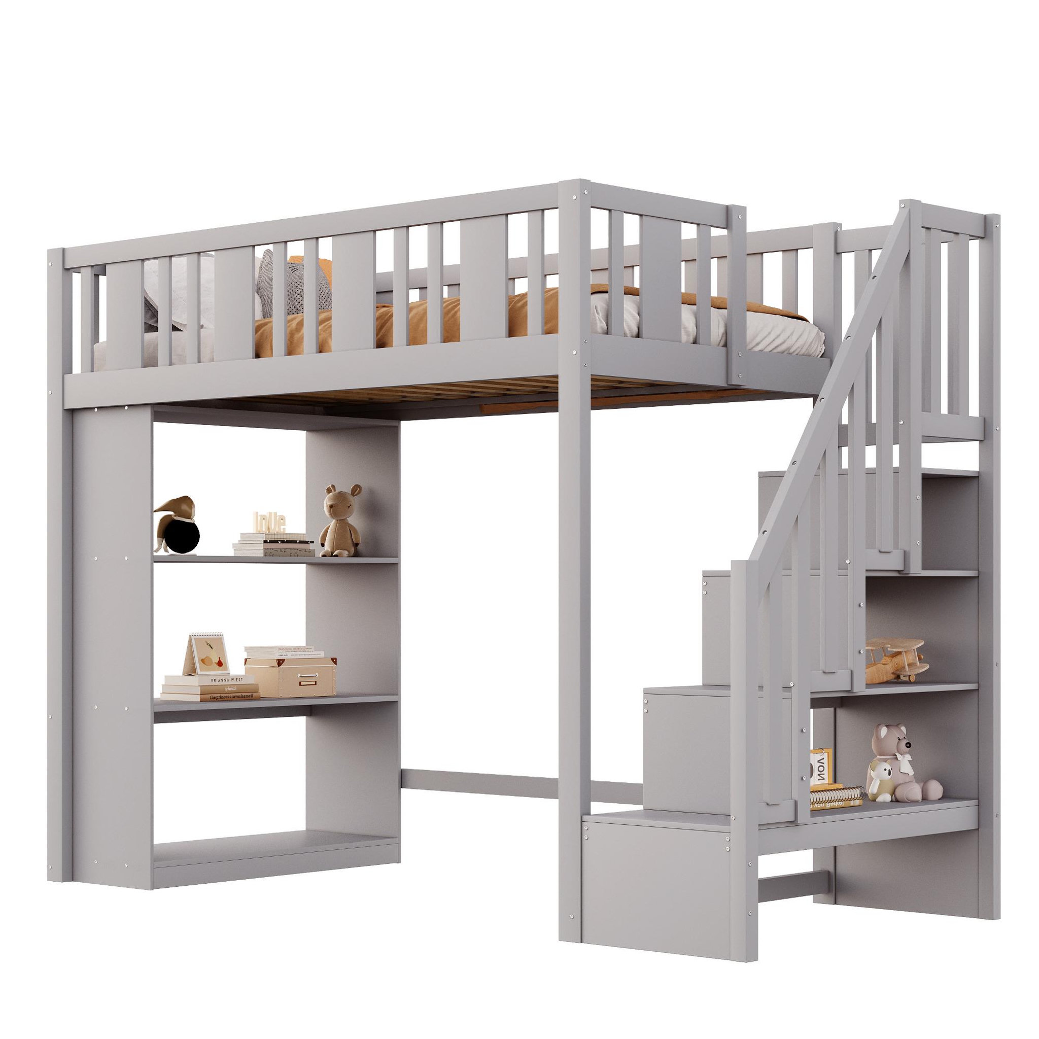 MERAX Lit mezzanine. Coloris disponibles : Gris, Blanc