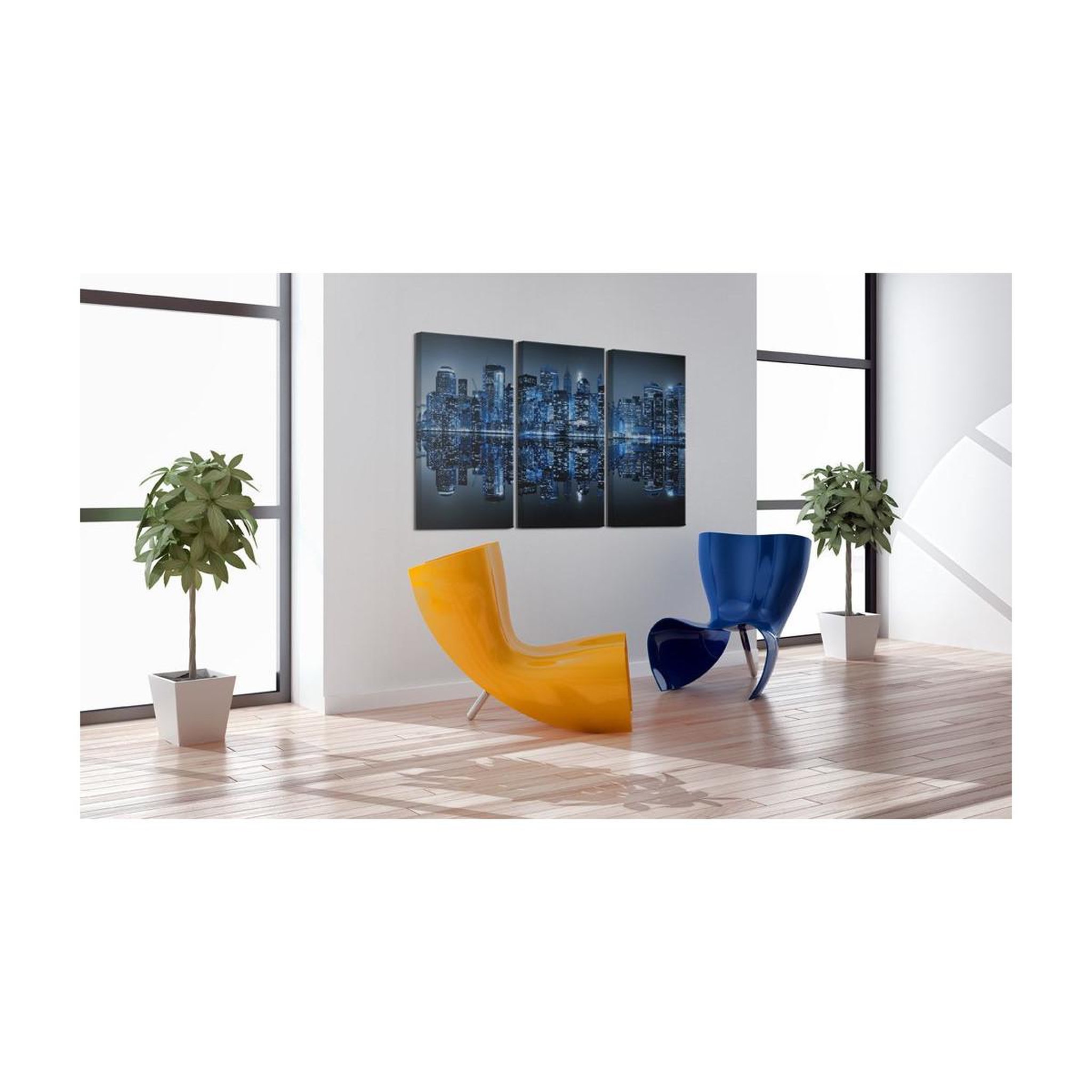 Voir la diapositive 2 : Paris Prix Tableau Imprimé  Manhattan en Bleu