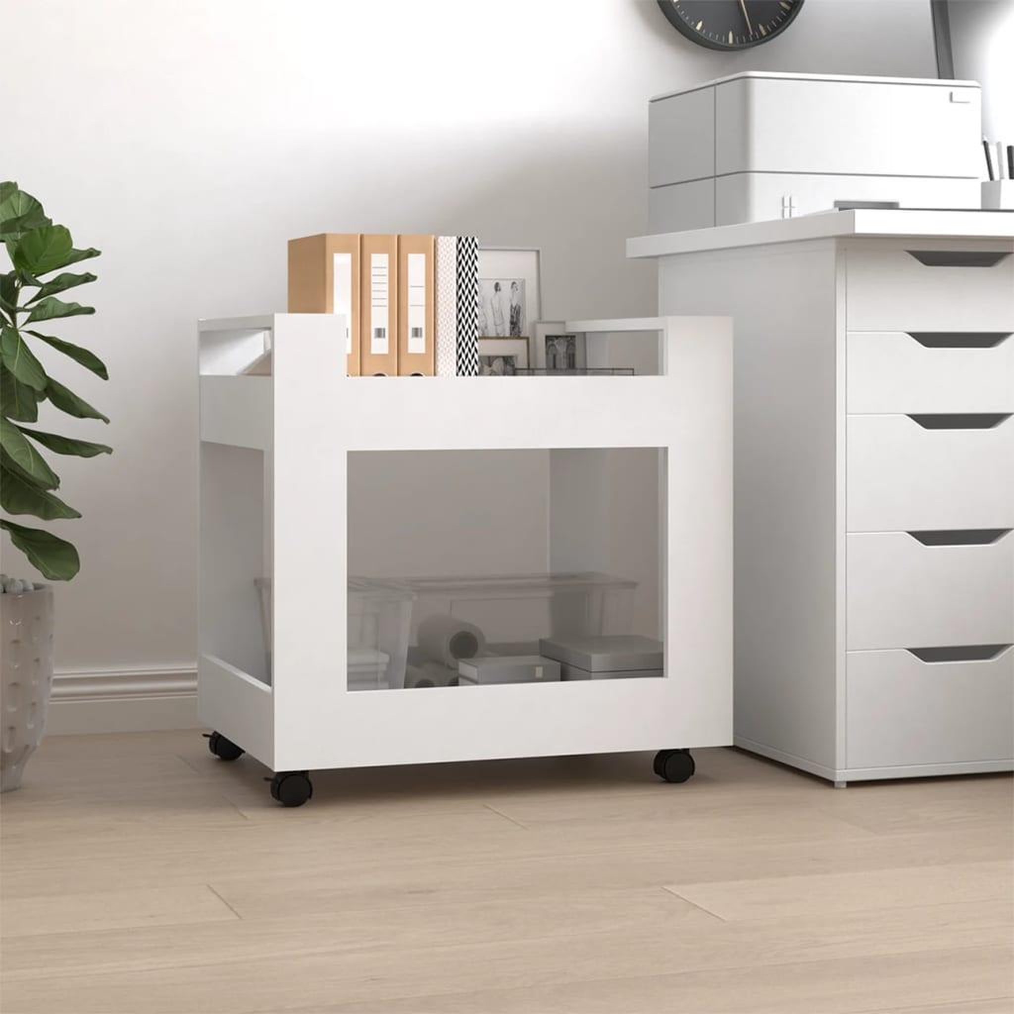 Voir la diapositive 1 : VIDAXL Chariot de bureau Blanc 60x45x60 cm Bois d'ingenierie