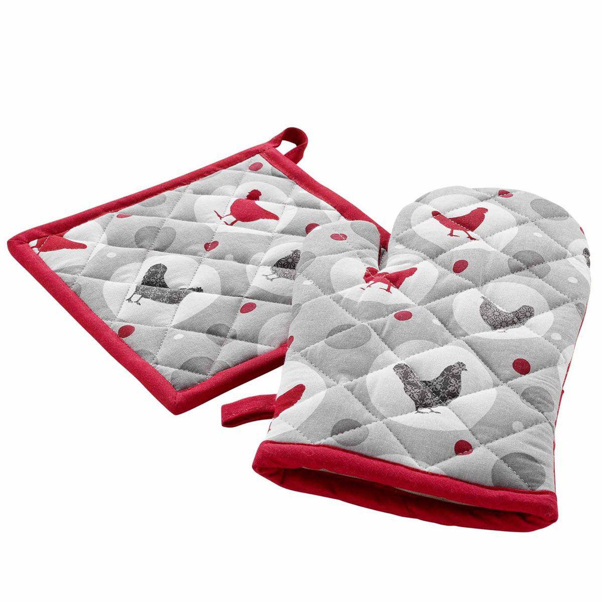 Douceur d'Intérieur Gant & manique imprimé  suzette  28cm rouge