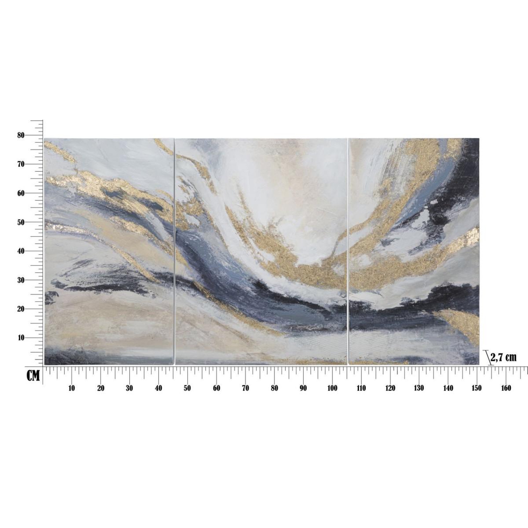 Voir la diapositive 6 : Paris Prix Lot de 3 toiles peinture déco  gaspons  80x150cm multicolore