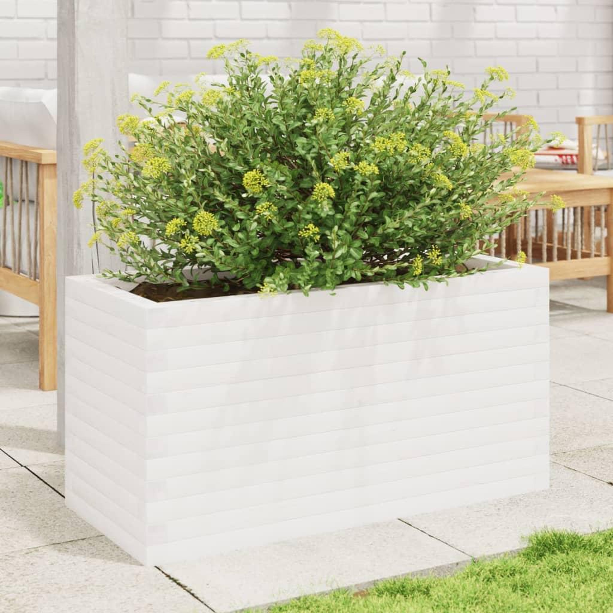 Voir la diapositive 3 : VIDAXL Jardiniere blanc 90x40x45,5 cm bois de pin massif