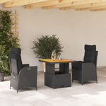 VIDAXL Ensemble a manger de jardin avec coussins 3 pcs Noir