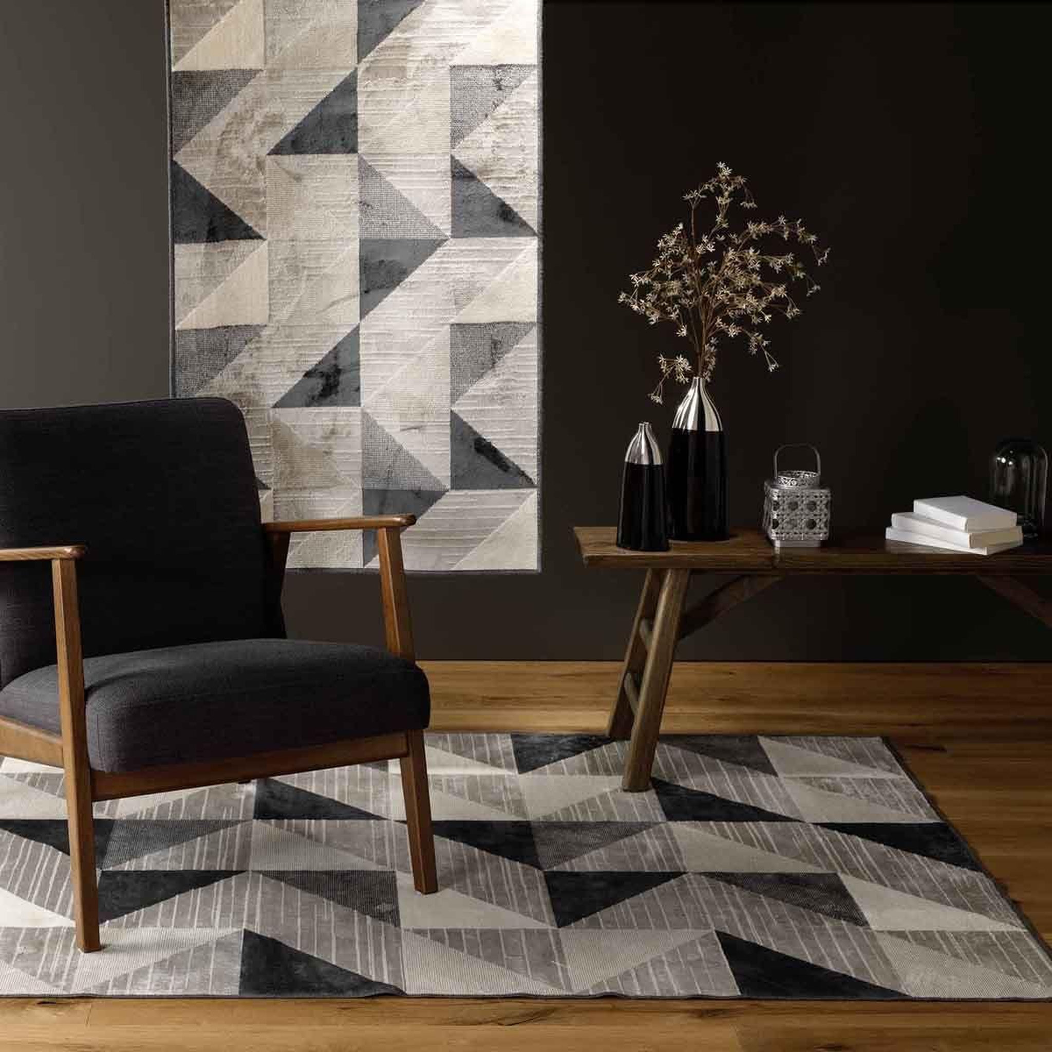 Voir la diapositive 3 : Douceur d'Intérieur Tapis déco tissé  graphic  68x110cm naturel