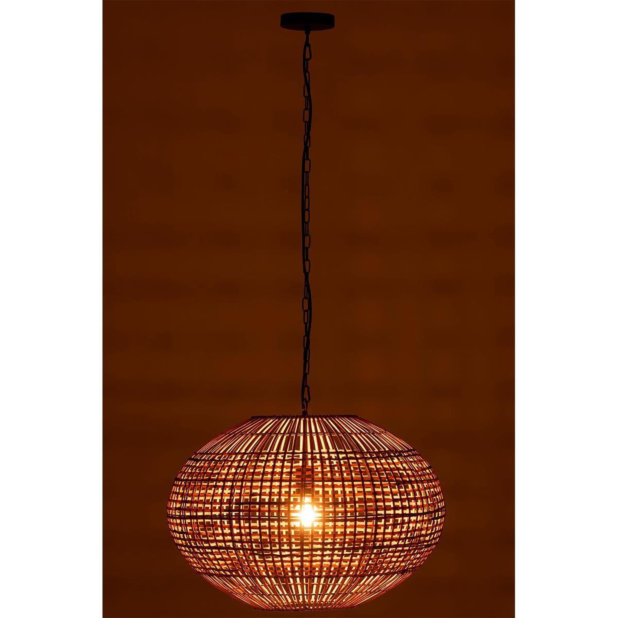 Voir la diapositive 3 : J-LINE Lampe suspension  rotin & métal  61cm naturel
