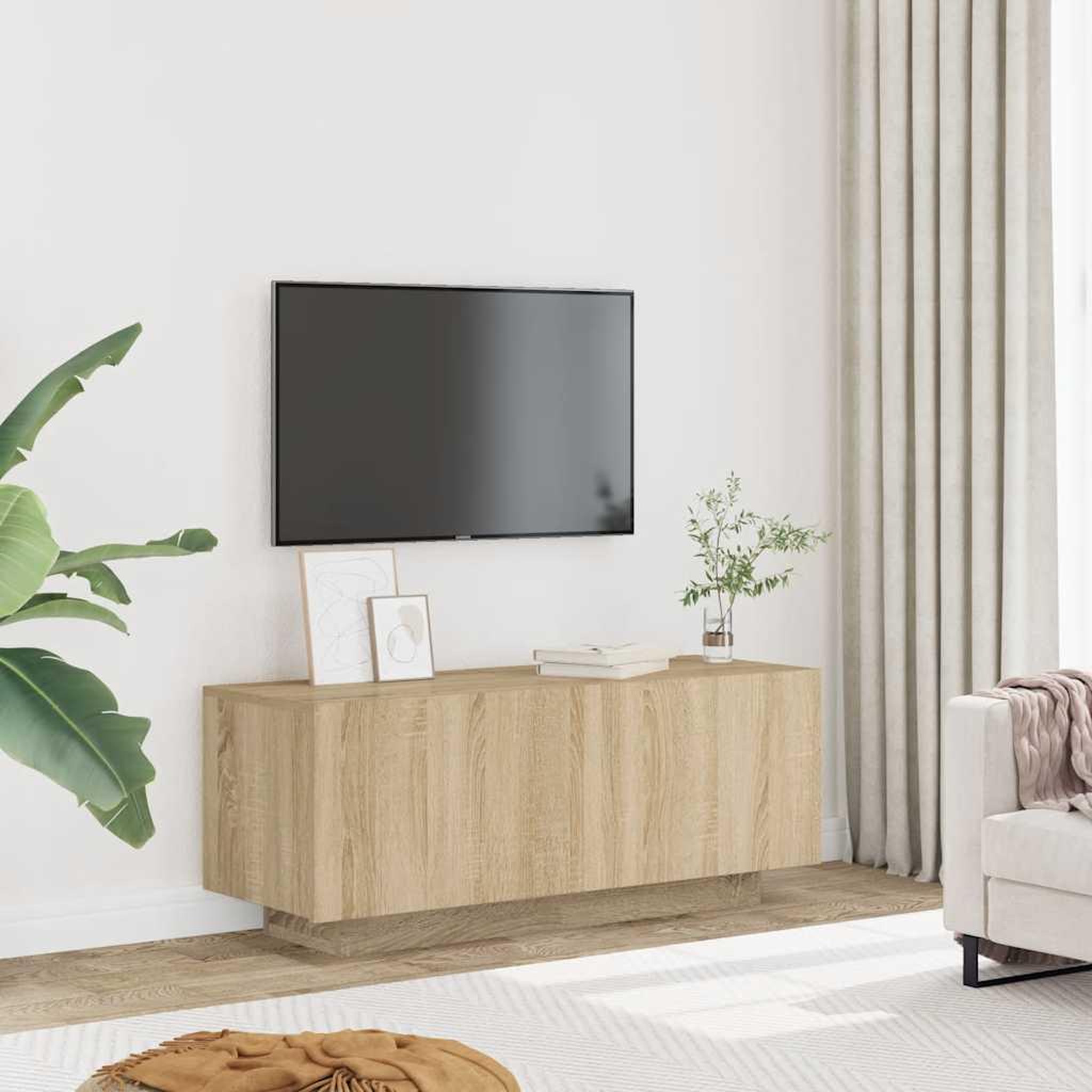 Voir la diapositive 3 : VIDAXL Meuble TV Chene sonoma 100x35x40 cm Bois d'ingenierie