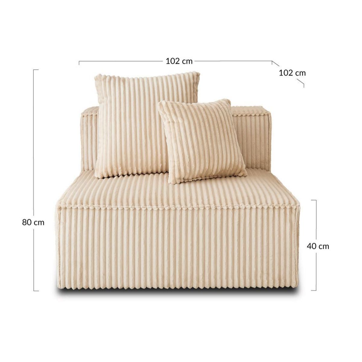 LISA DESIGN Colombine - module d'assise - en velours côtelé grosses côtes