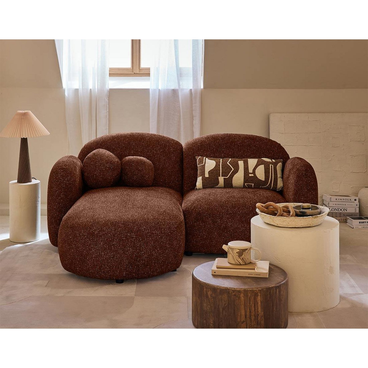 LISA DESIGN Velris - canapé d'angle gauche 3 places en tissu moucheté