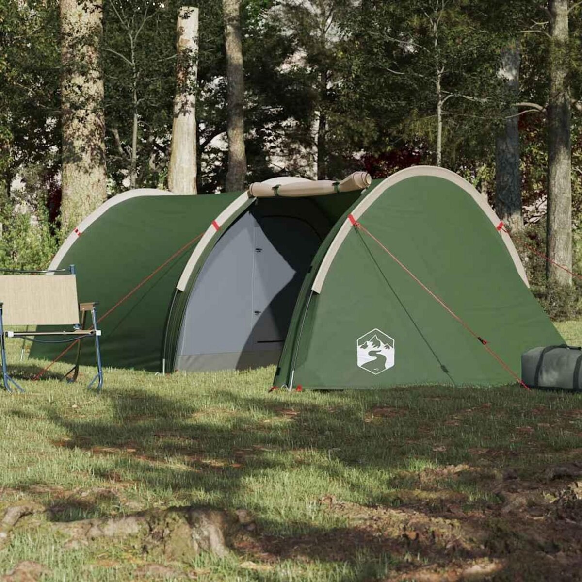VIDAXL Tente de camping tunnel 4 personnes vert impermeable
