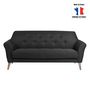 Voir la diapositive 3 : Canapé 3 places scandinave tissu chiné SANTANA, pieds hêtre