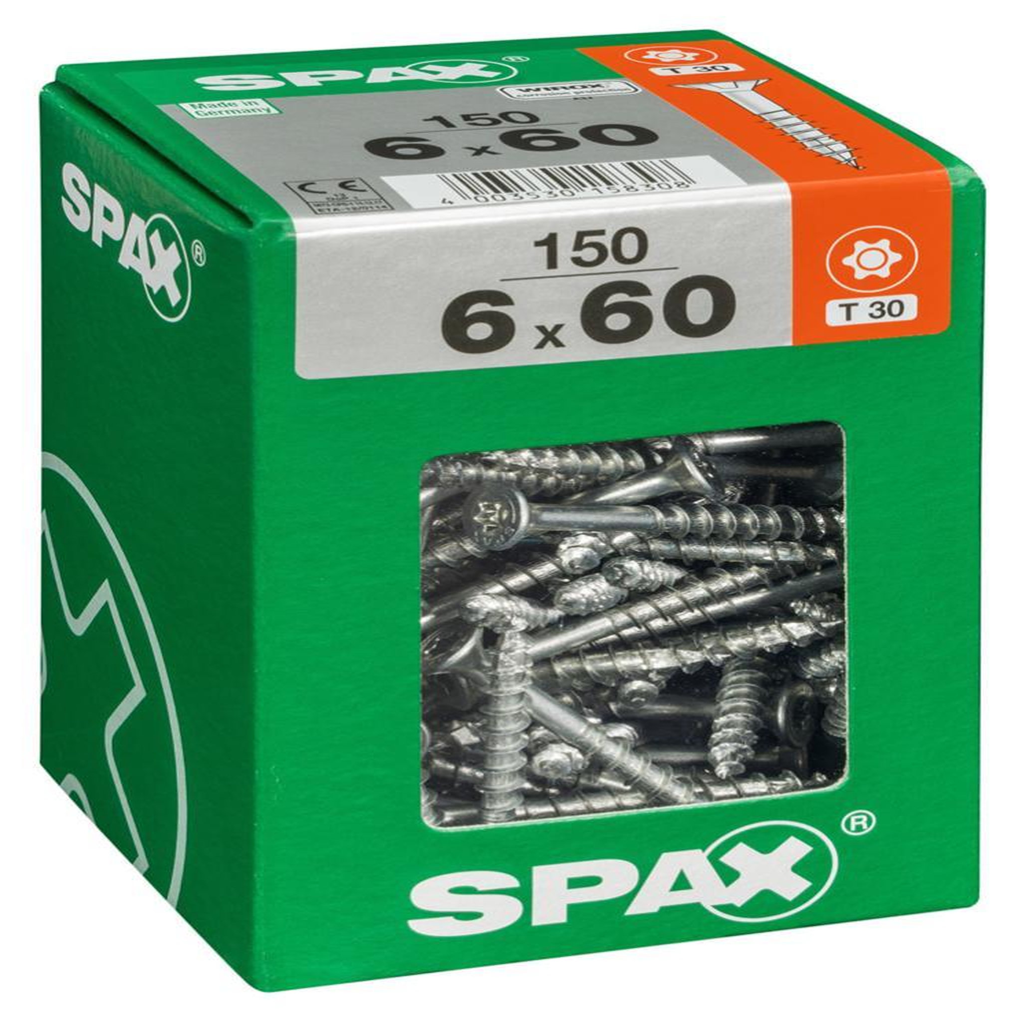 CENTRALE BRICO Lot de 150 vis acier tête fraisée torx SPAX, Diam.6 mm x L.60 mm