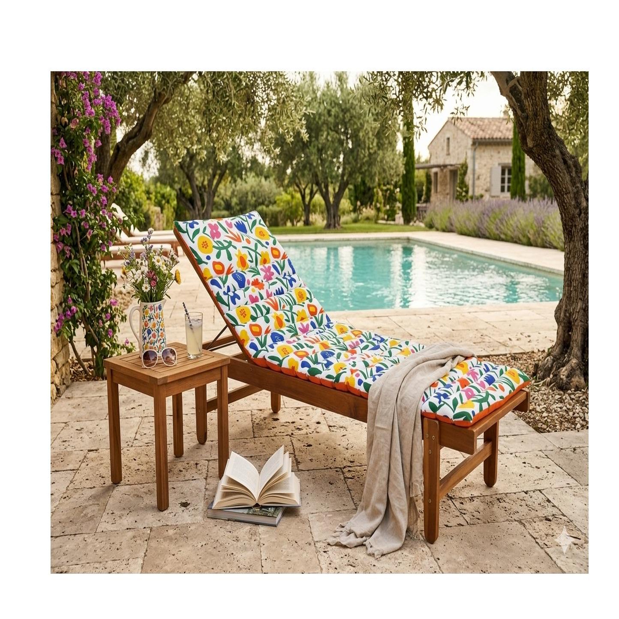Voir la diapositive 2 : Eden Coussin de sol ou bain de soleil fleurs
