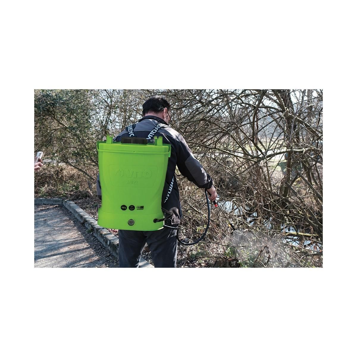 VITO Garden Pulvérisateur Electrique 16L à Batterie 12V 8AH 6 bars - Pulvérisateur Toiture avec Lance Télescopique, 3 buses et Chargeur VITO