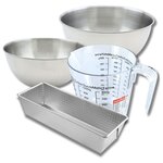 ZENKER Set pâtisserie avec moule à cake acier 25 cm, 2 bols à mixer, verre mesureur et spatule Zenker