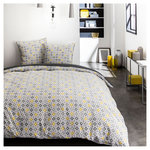 TODAY Parure housse de couette en coton 57 fils SIDONIE. Coloris disponibles : Gris