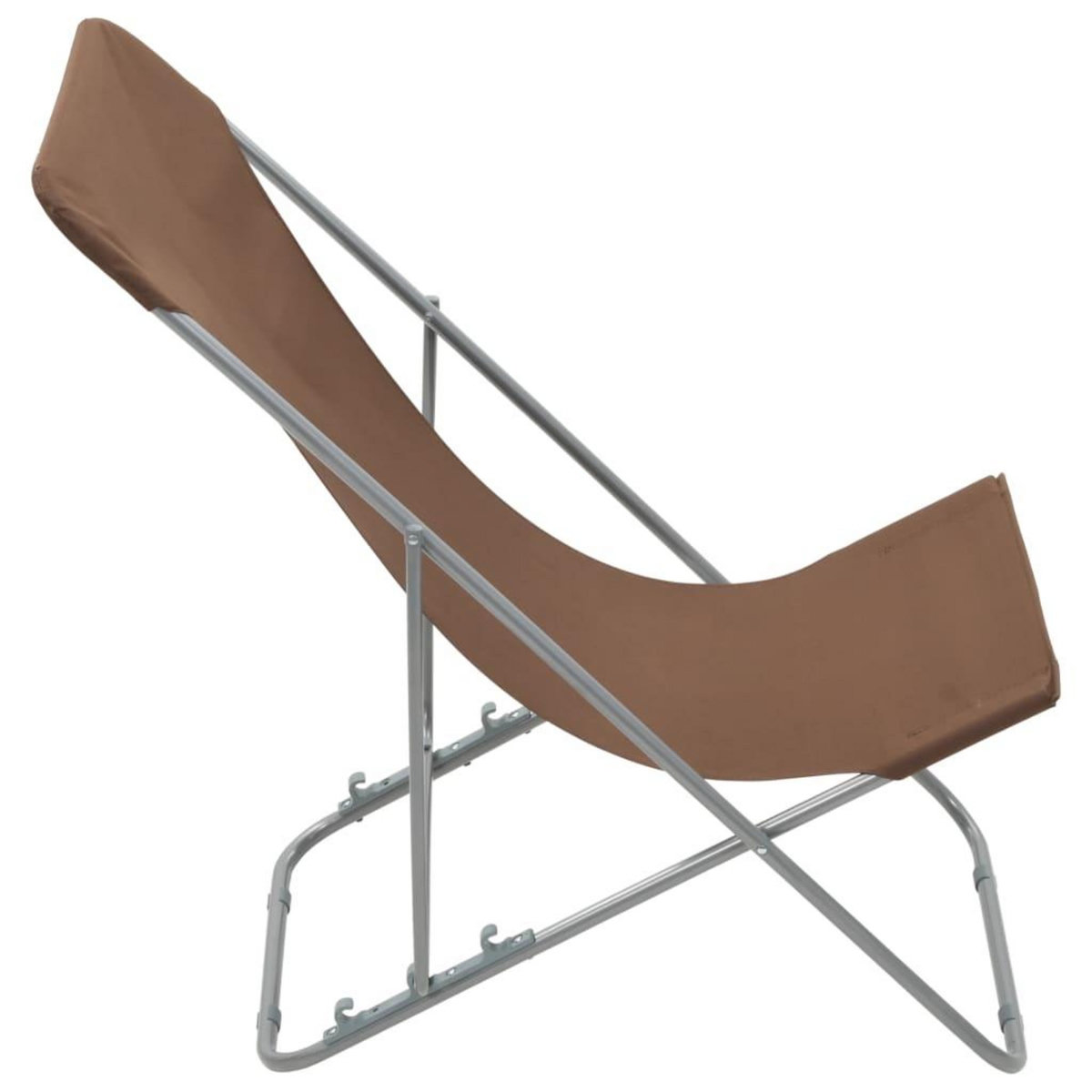 VIDAXL Chaises de plage pliables lot de 2 Acier et tissu oxford Marron