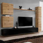 Paris Prix Meuble TV Mural Design  Switch VIII  280cm Naturel & Noir