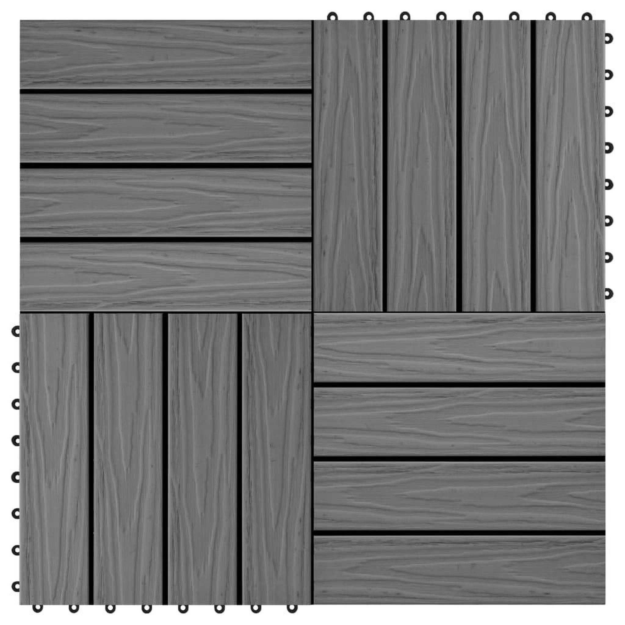 Voir la diapositive 1 : VIDAXL Carreau de terrasse en relief 11 pcs WPC 30x30 cm 1 m^2 Gris