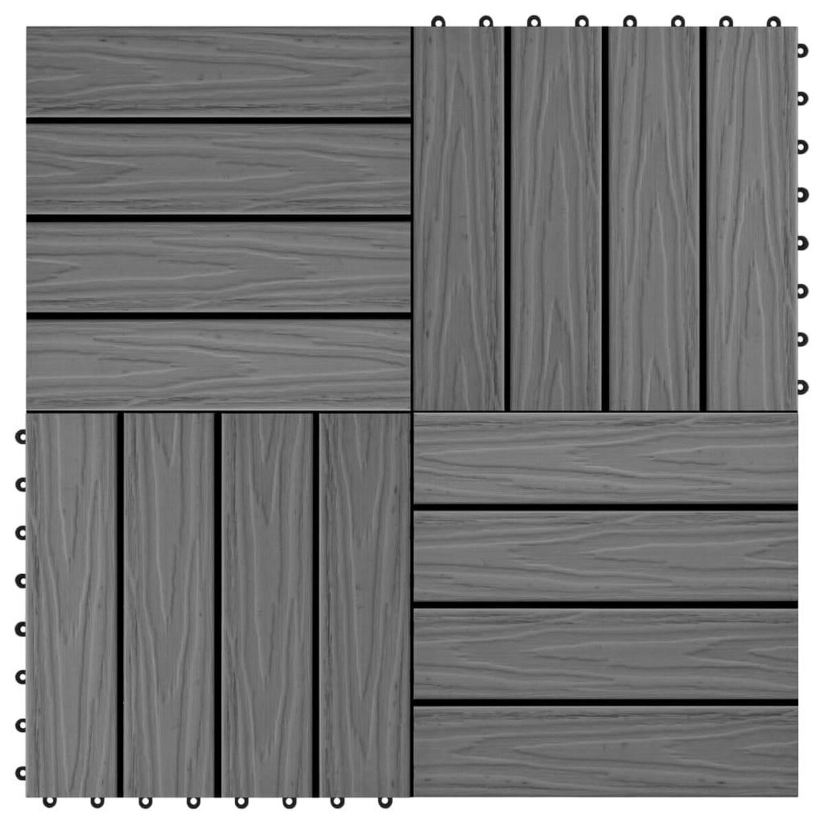 VIDAXL Carreau de terrasse en relief 11 pcs WPC 30x30 cm 1 m^2 Gris