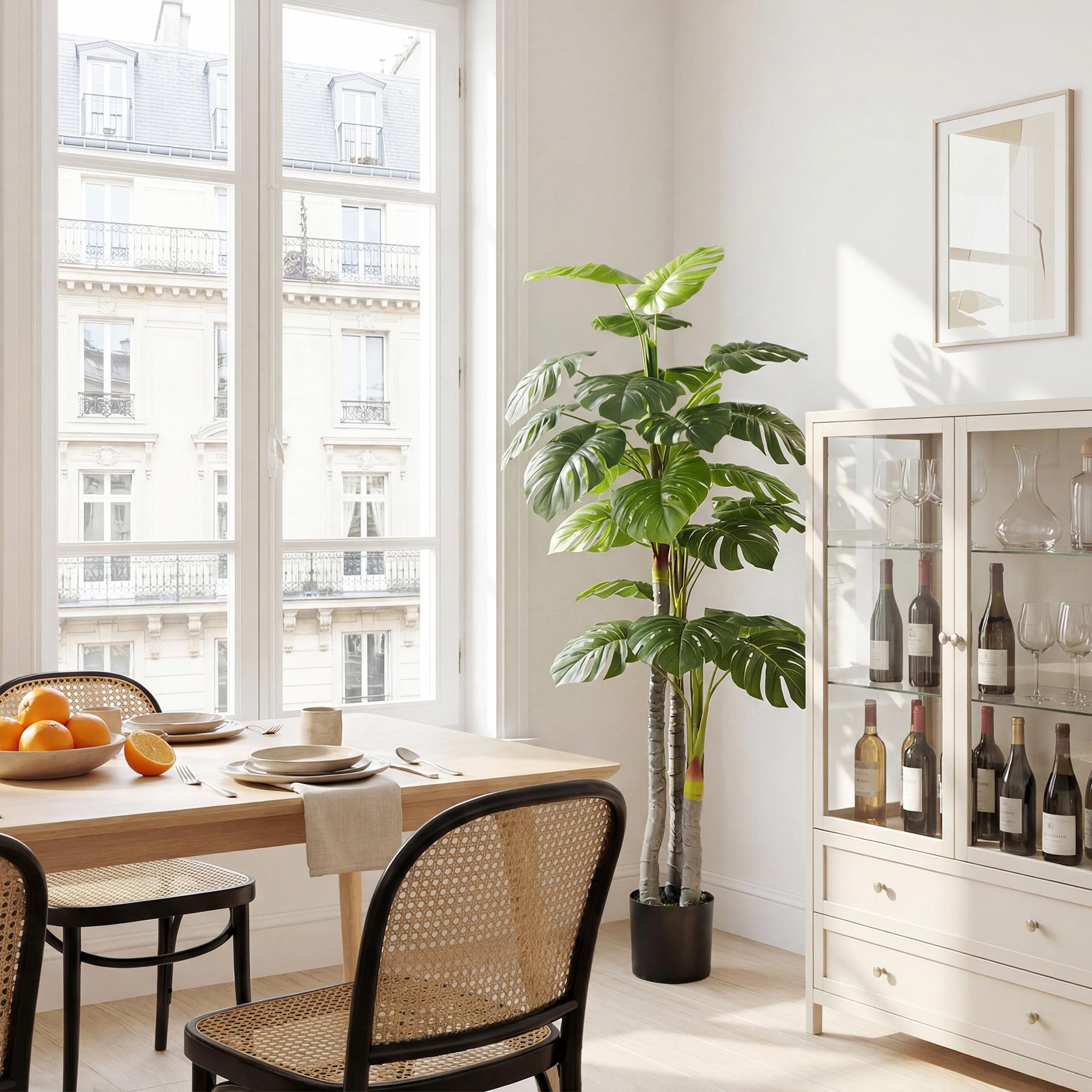 Voir la diapositive 6 : HOMCOM Arbre Monstera Artificiel 150 cm en Pot Décoration de Bureau ou Maison
