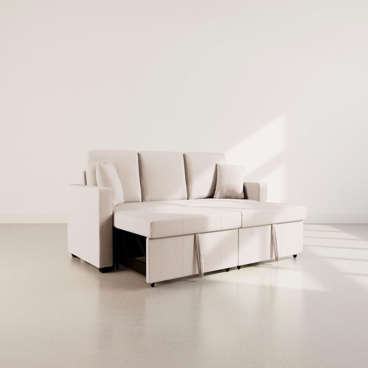 BEST MOBILIER Cyrus - canapé droit 3 places convertible en velours côtelé