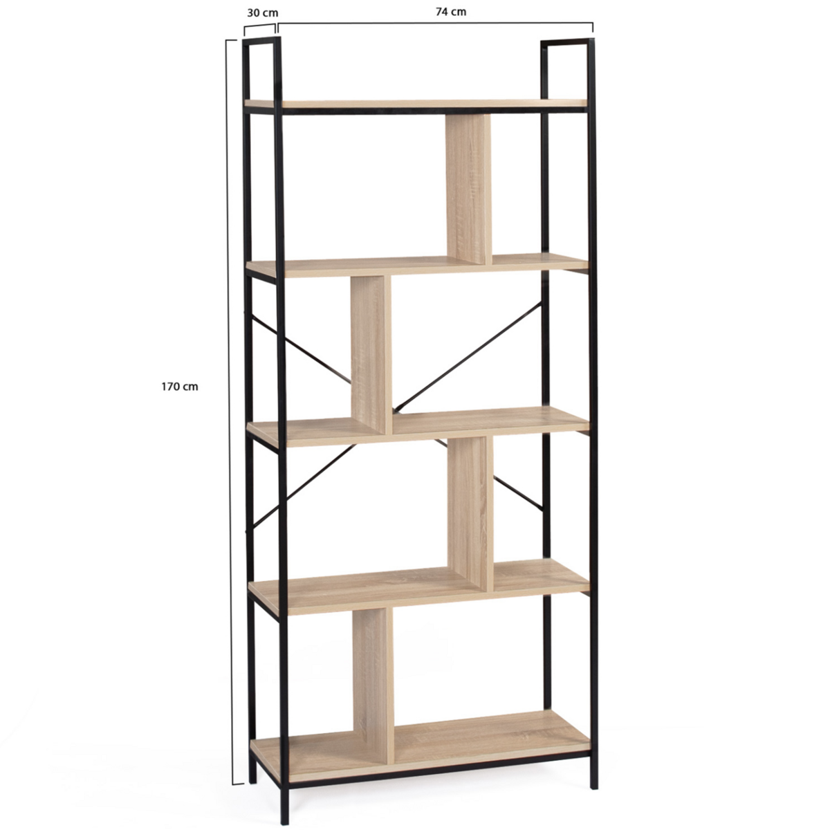 ID MARKET Etagère bibliothèque 5 niveaux DETROIT design industriel 170 cm
