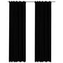 Voir la diapositive 2 : VIDAXL Rideaux occultants aspect lin avec crochets 2pcs Noir 140x225cm