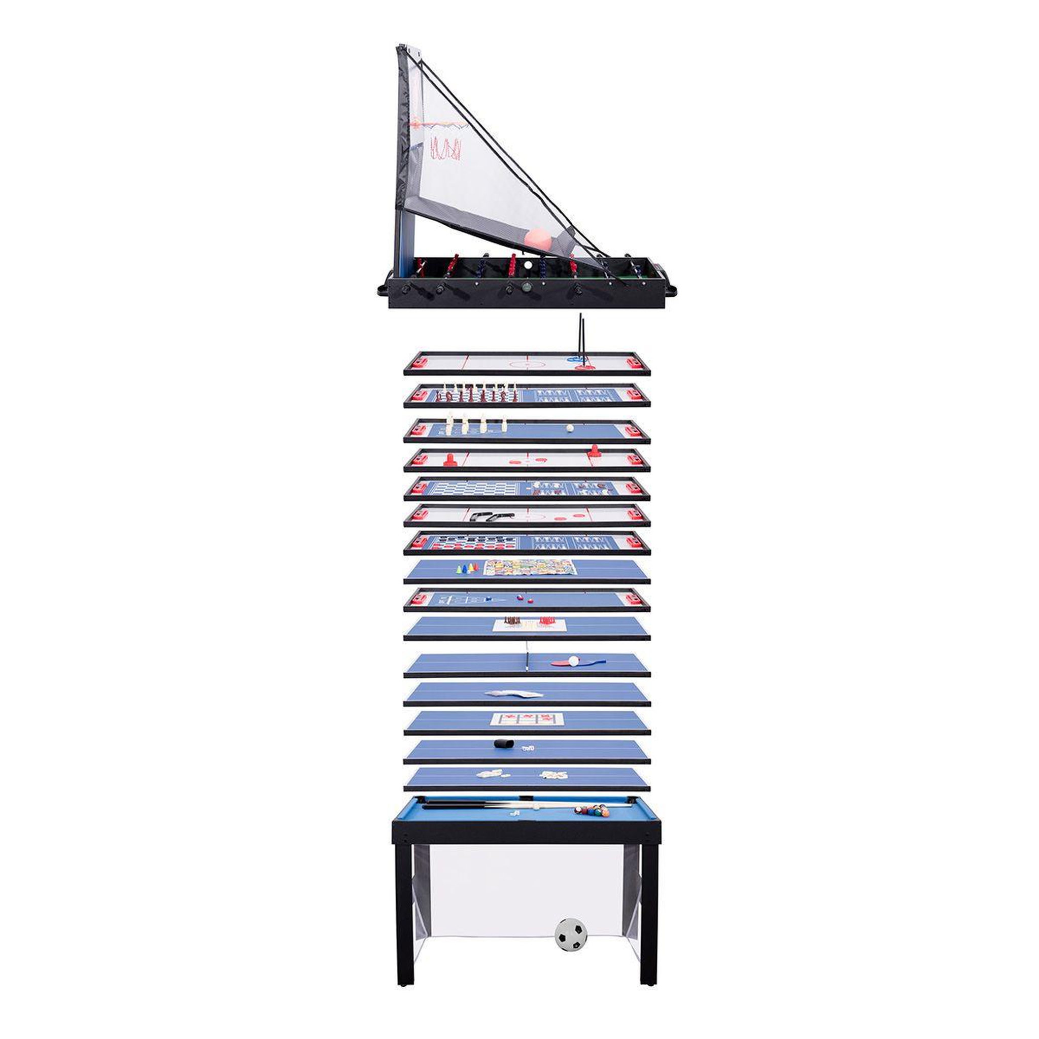 DE FAUGERES Table Multi-Jeux  20 en 1  106cm Bleu