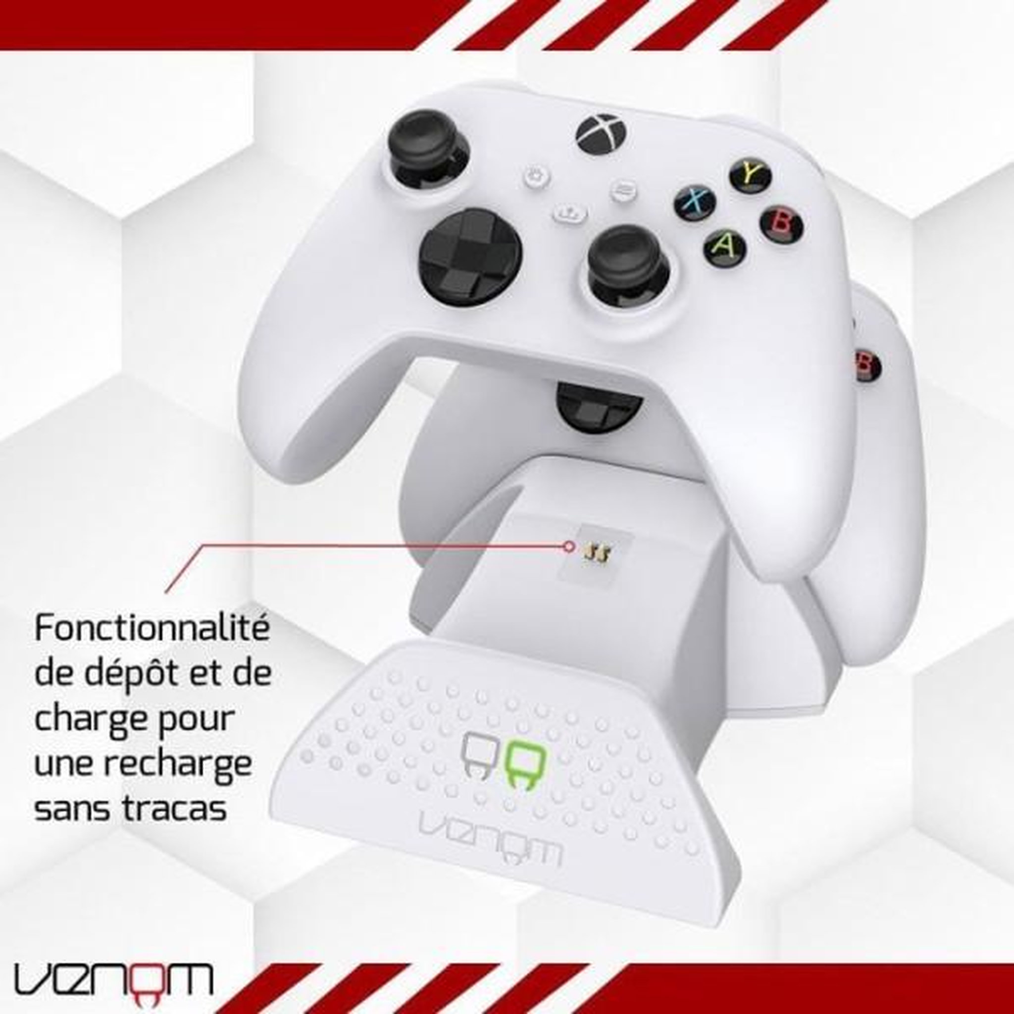 Voir la diapositive 4 : VENOM Station de charge double - VENOM - pour manettes Xbox - Xbox Series X|S & One - Blanc
