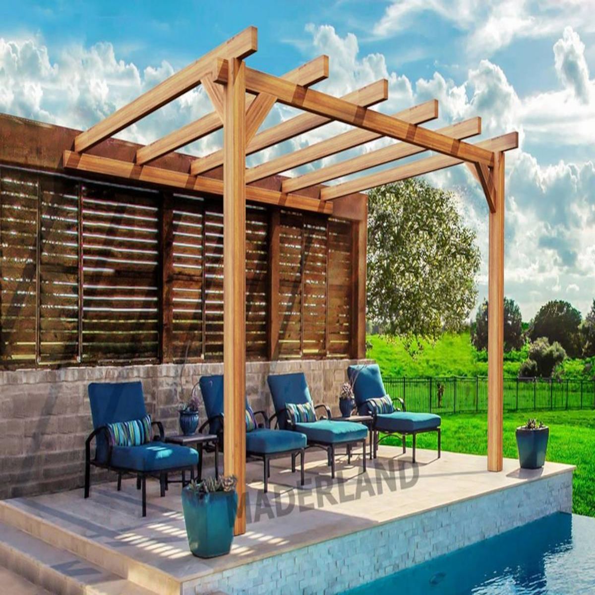 JARDIDECO Pergola adossée en lamellé-collée Le Mans 400 x 300 cm  - Mardeland