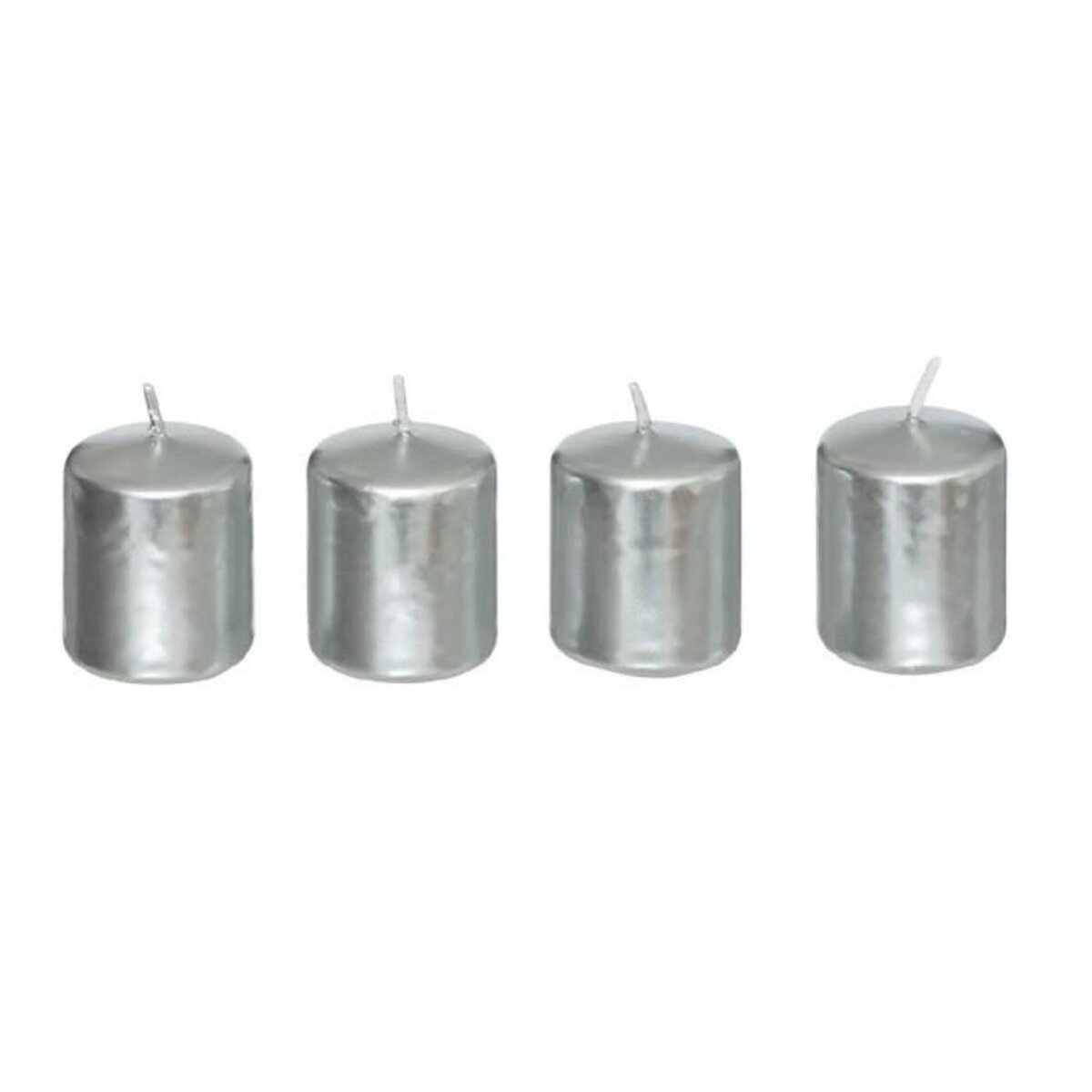 ATMOSPHERA Lot de 4 Bougies Déco  Satin  4cm Argent