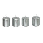 ATMOSPHERA Lot de 4 Bougies Déco  Satin  4cm Argent