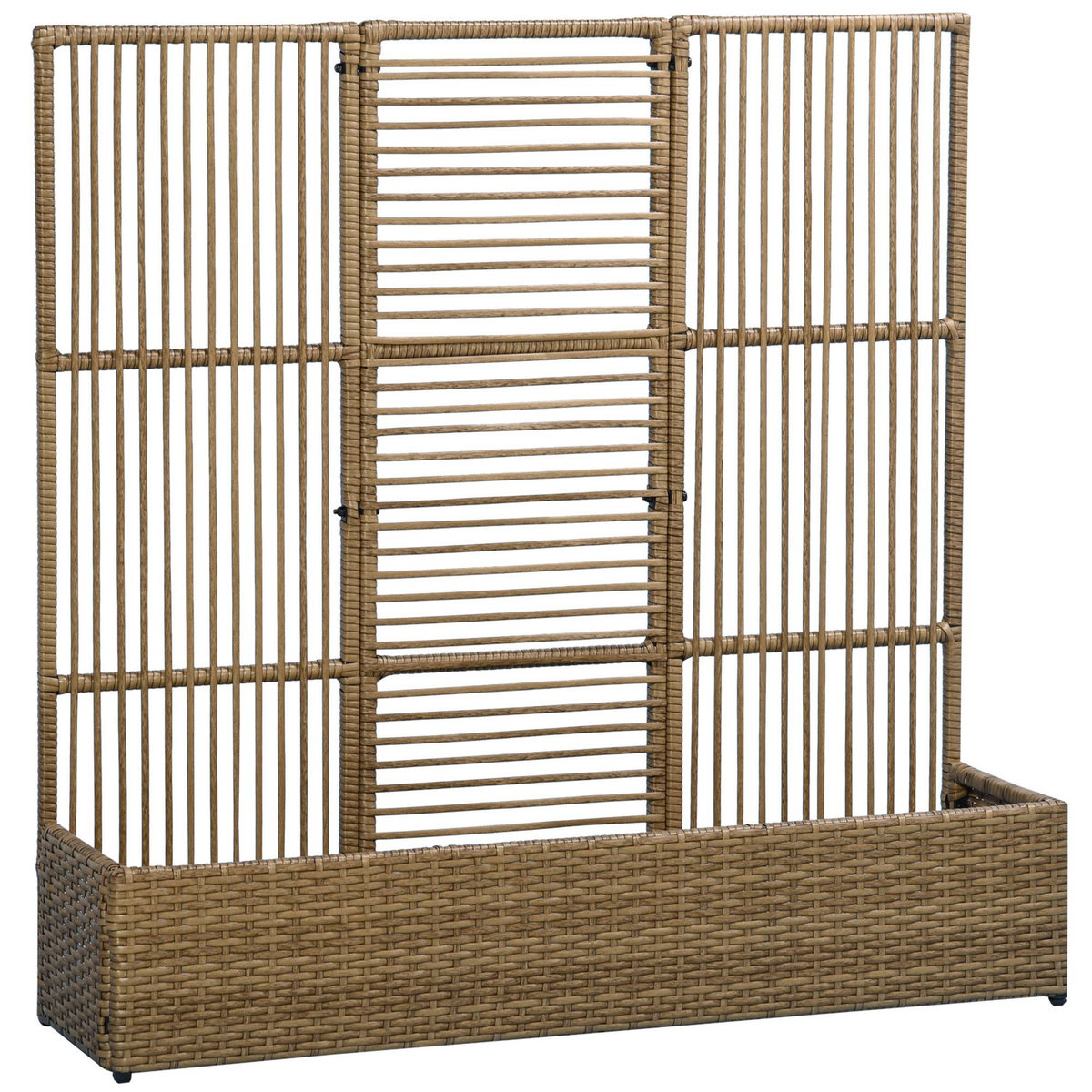 OUTSUNNY Jardinière avec treillis haut dim. 103L x 29l x 103H cm résine tressée PE aspect rotin