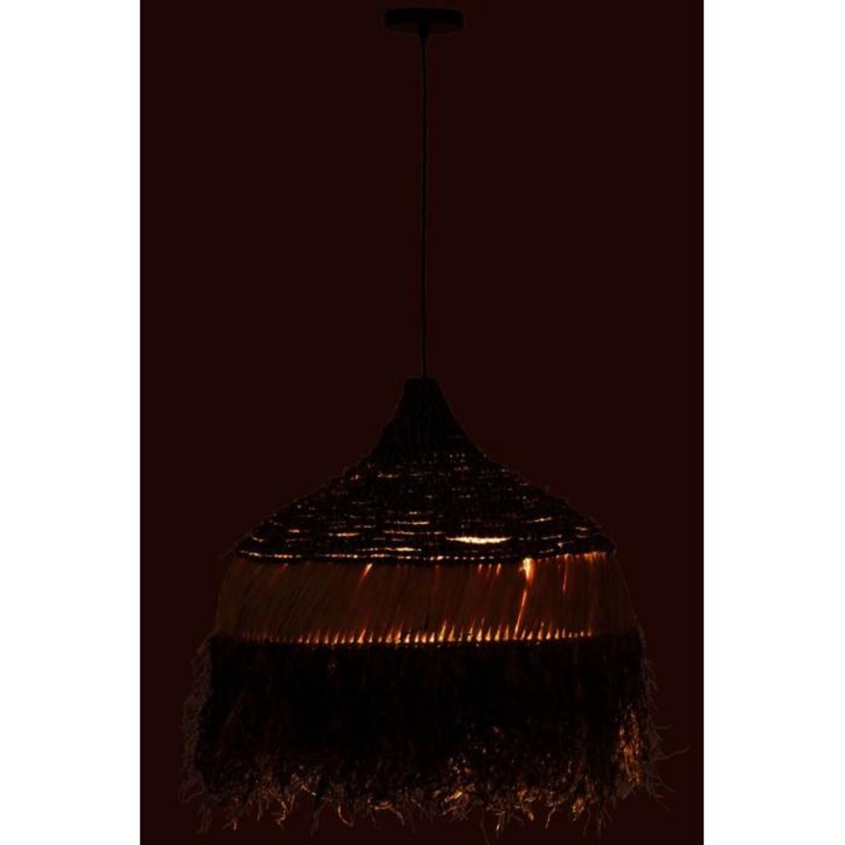 Paris Prix Lampe Suspension en Raphia  Lombok  60cm Noir