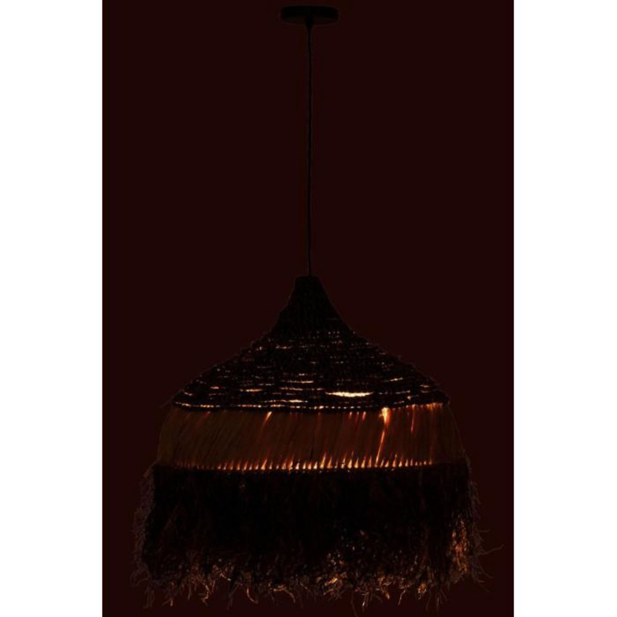 Paris Prix Lampe Suspension en Raphia  Lombok  60cm Noir