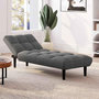 Voir la diapositive 4 : ID MARKET Méridienne clic clac capitonnée SALOME 80 x 180 cm en tissu gris anthracite