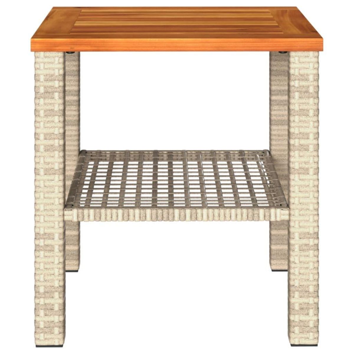 VIDAXL Table de jardin beige 40x40x42 cm resine tressee et bois acacia