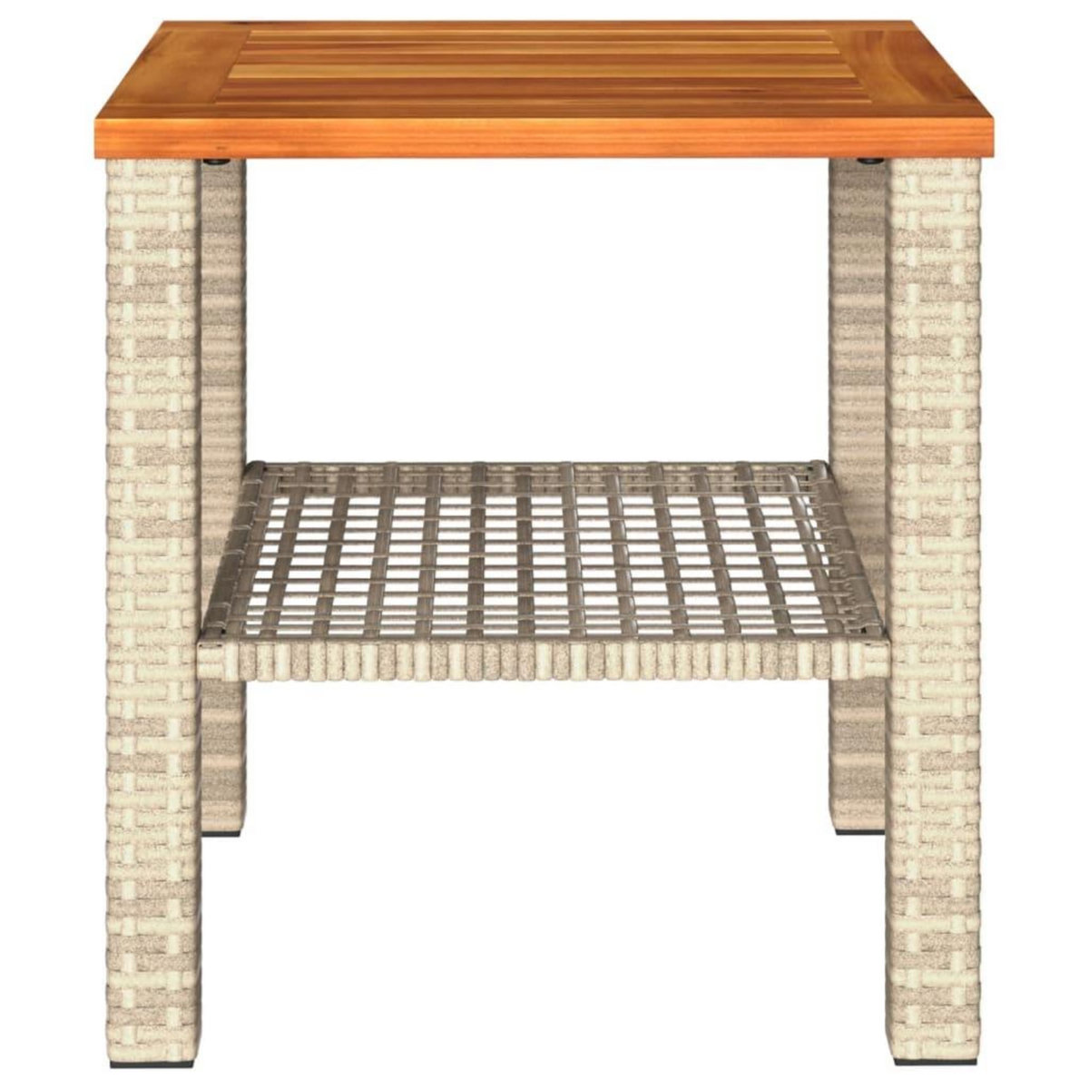 VIDAXL Table de jardin beige 40x40x42 cm resine tressee et bois acacia