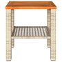 Voir la diapositive 5 : VIDAXL Table de jardin beige 40x40x42 cm resine tressee et bois acacia