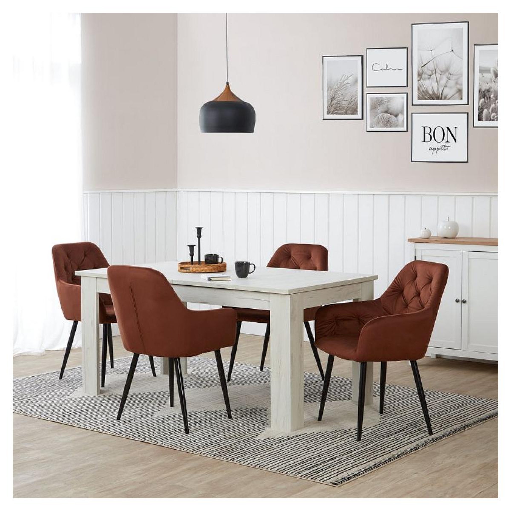Voir la diapositive 2 : HomeStyle4U Chaise de salle à manger lot 4 chaises marron
