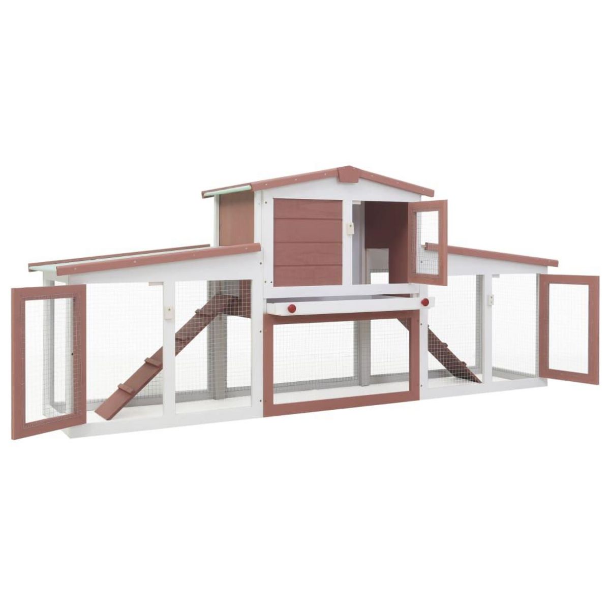 VIDAXL Clapier large d'exterieur Marron et blanc 204x45x85 cm Bois