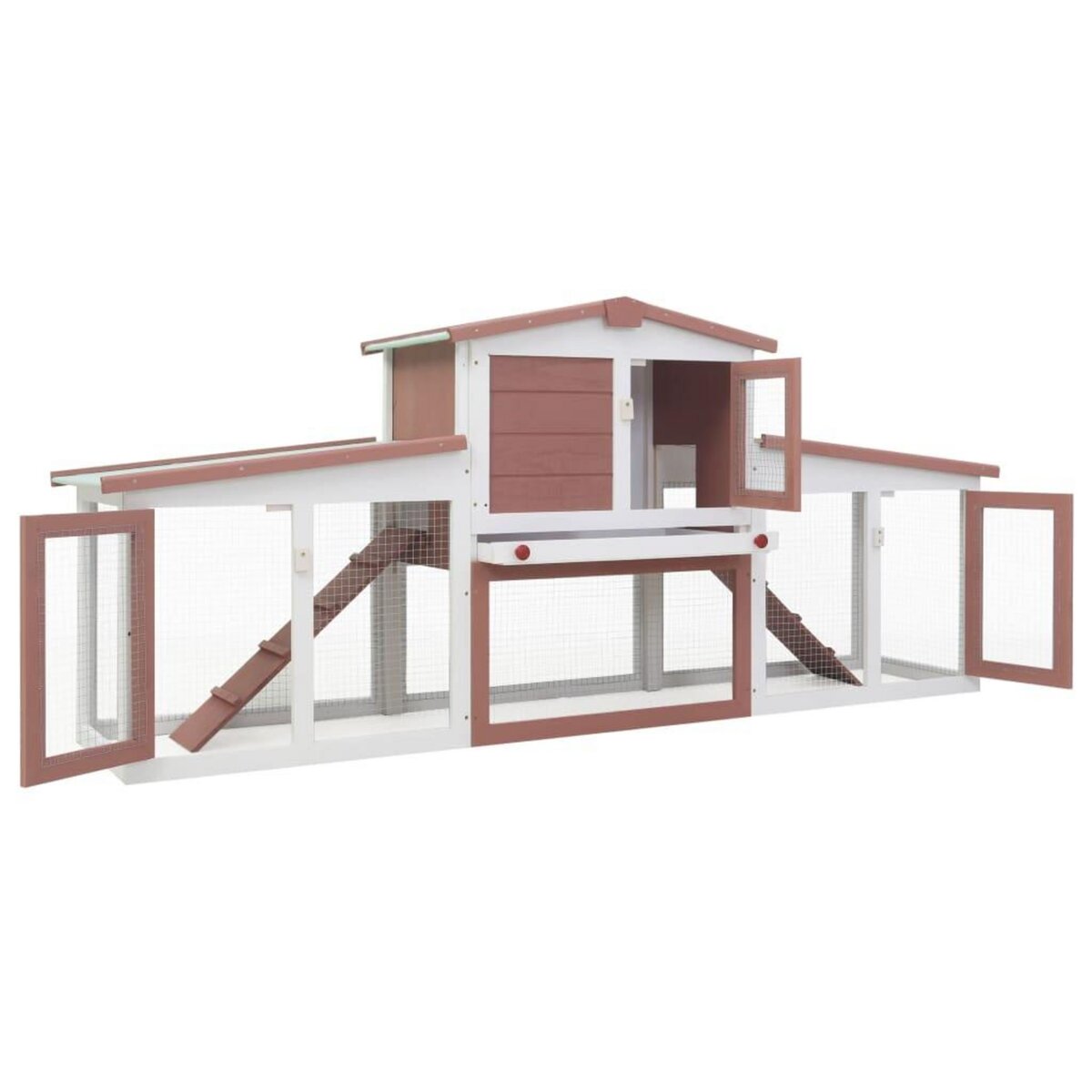VIDAXL Clapier large d'exterieur Marron et blanc 204x45x85 cm Bois