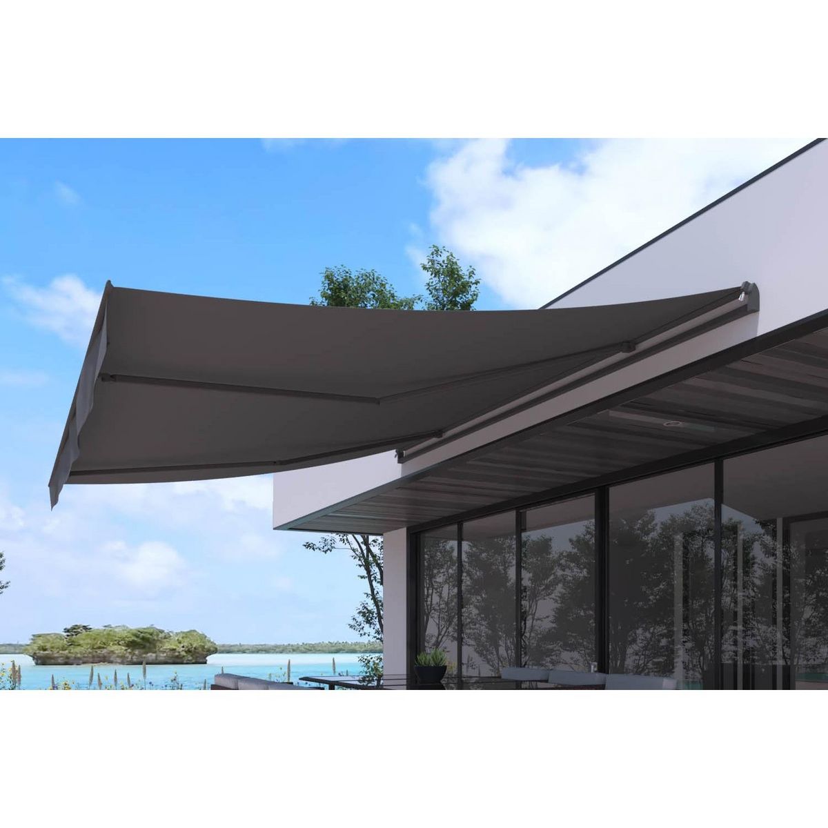 CONCEPT USINE Store banne manuel 4 x 3 m gris ADRO