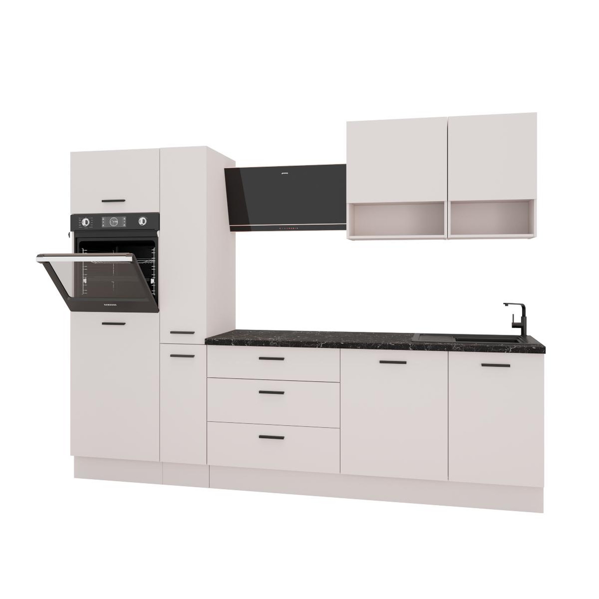 Voir la diapositive 5 : JLC KREATION Cuisine complète moderne beige 280cm TAMA