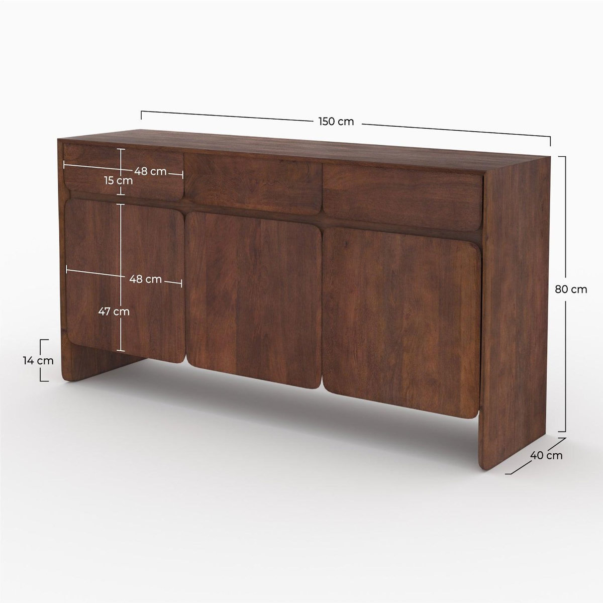 Rendez vous déco Buffet en bois de manguier avec 3 portes et 3 tiroirs-Achille