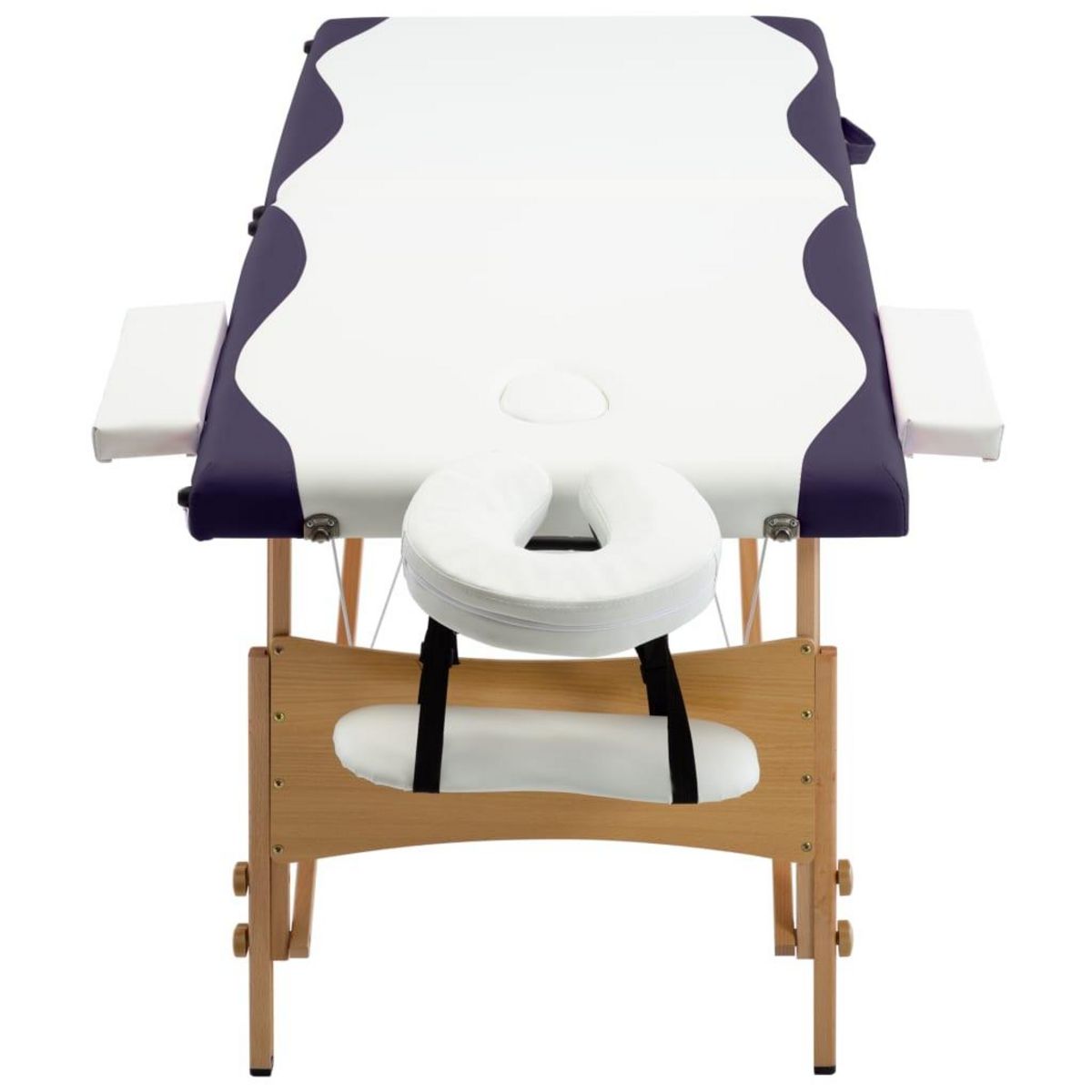 VIDAXL Table de massage pliable 2 zones Bois Blanc et violet