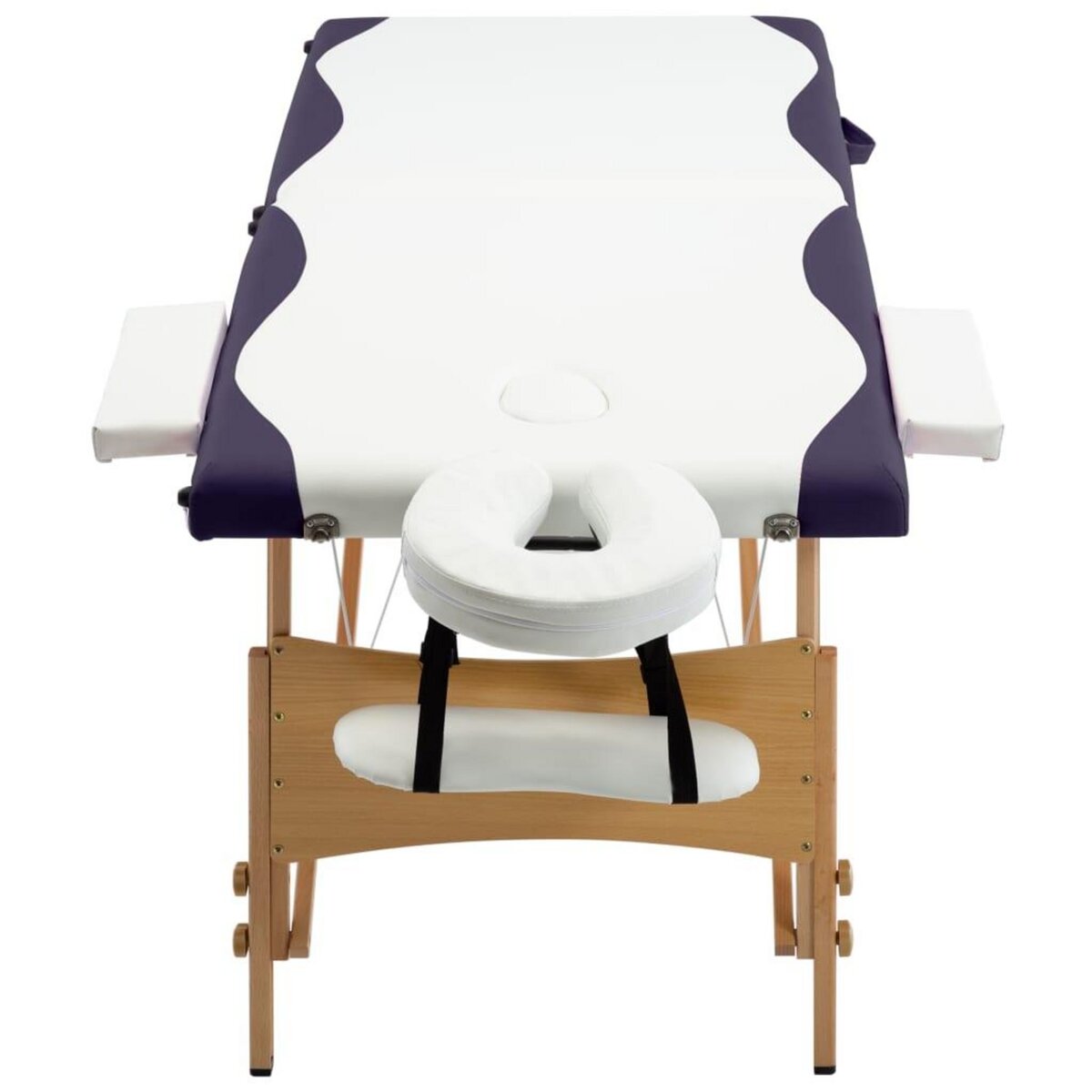 VIDAXL Table de massage pliable 2 zones Bois Blanc et violet