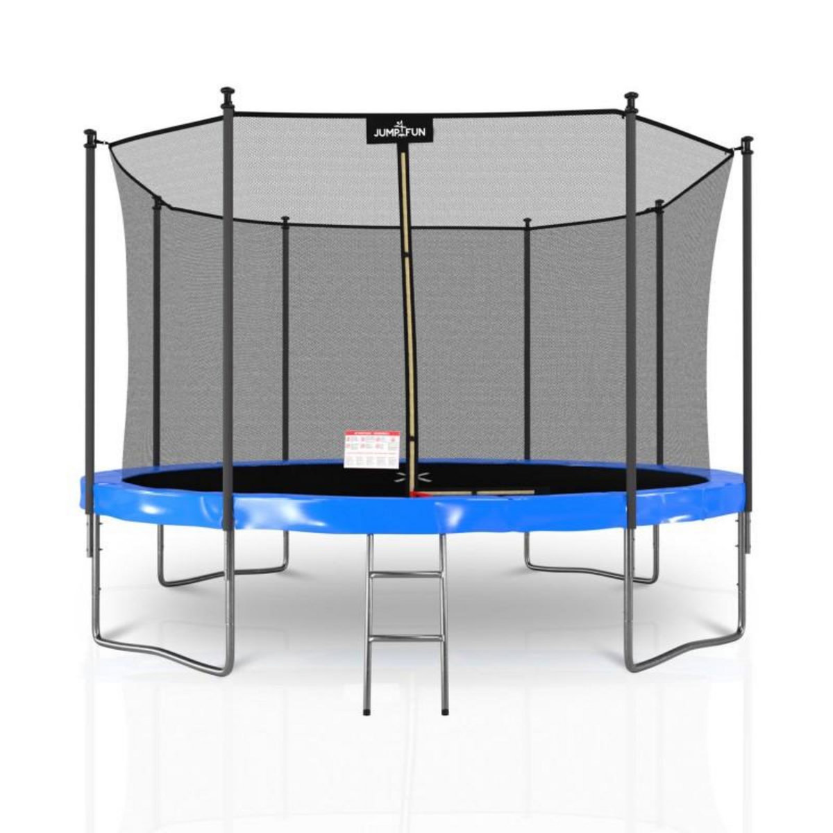 JUMP4FUN Trampoline extérieur Classique ø 366 cm- 12FT- Filet intérieur, Matelas de protection réversible et Echelle