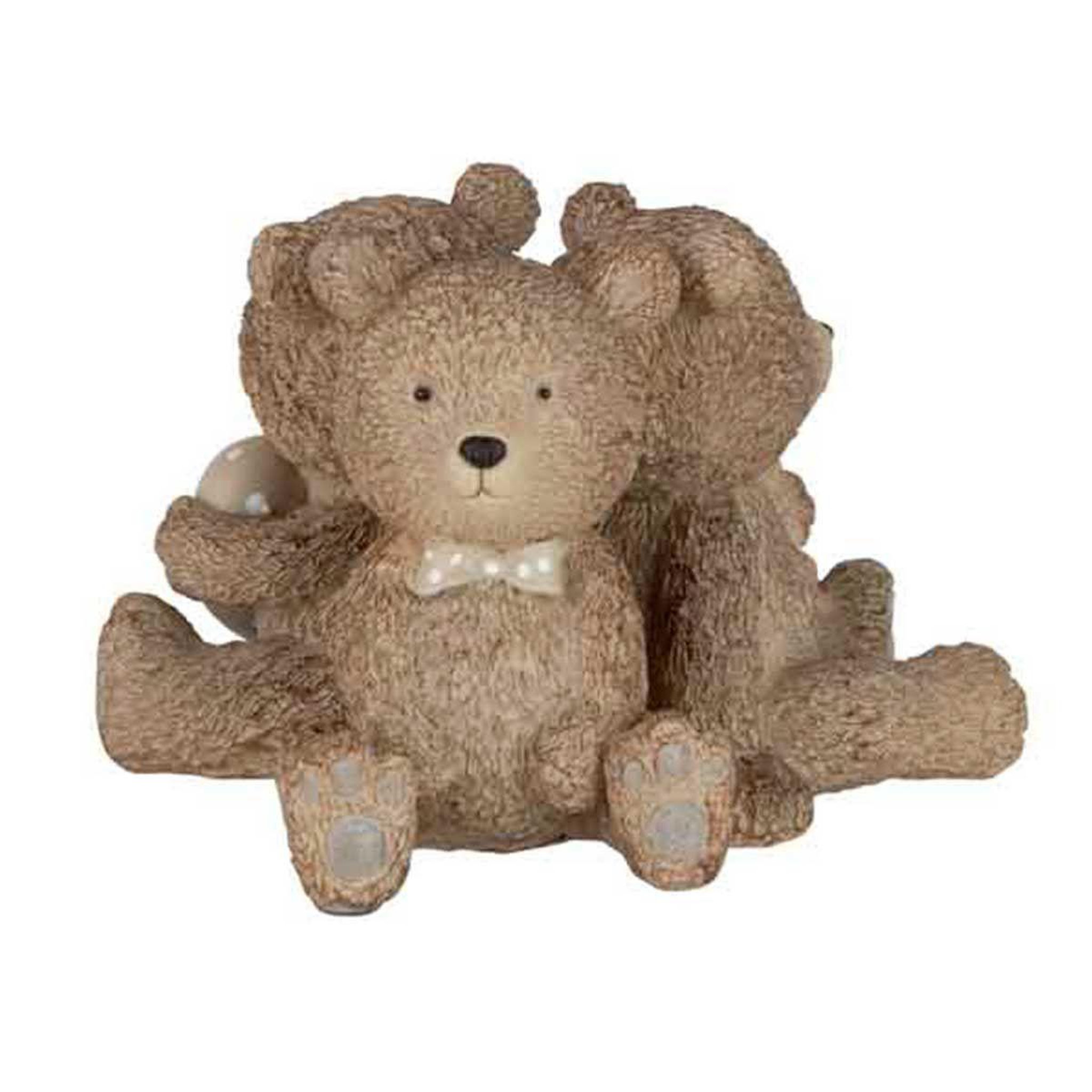 Voir la diapositive 2 : J-LINE Statuette déco enfant  3 ours  17cm marron